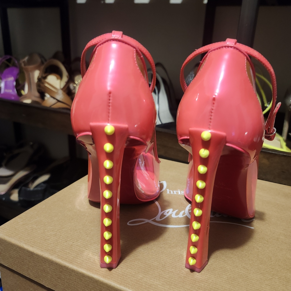 Christian Louboutin Vibrant Pink Iridescent Heels - Picture 2 of 4